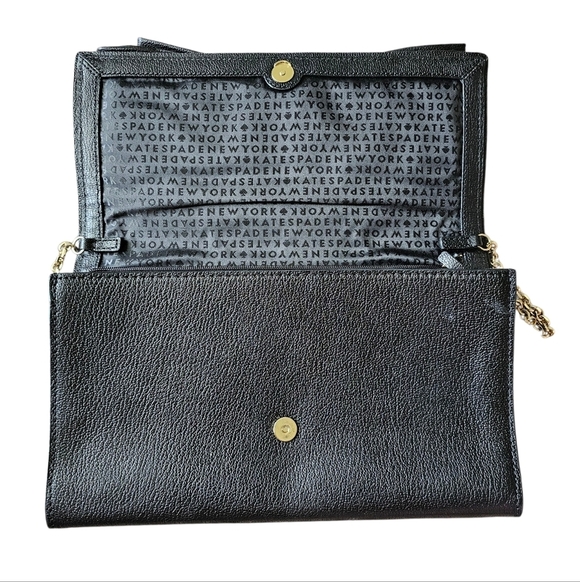 Kate Spade New York Manor Place Shea Black Embellished Leather Clutch Bow Bag - Picture 2 of 7